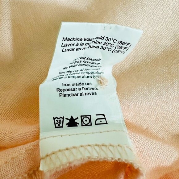 Sundry Women's Size 3 L Take It Easy Sheer Roll Tab Sleeve Peach Shirt - Picture 7 of 8